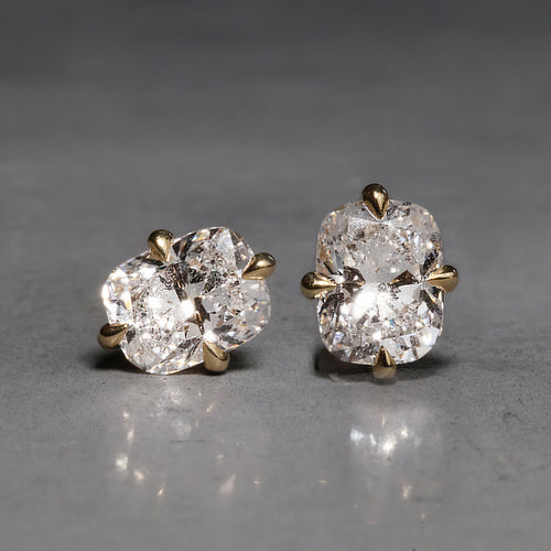 Elongated Cushion Diamond Sprinkle Stud Earrings