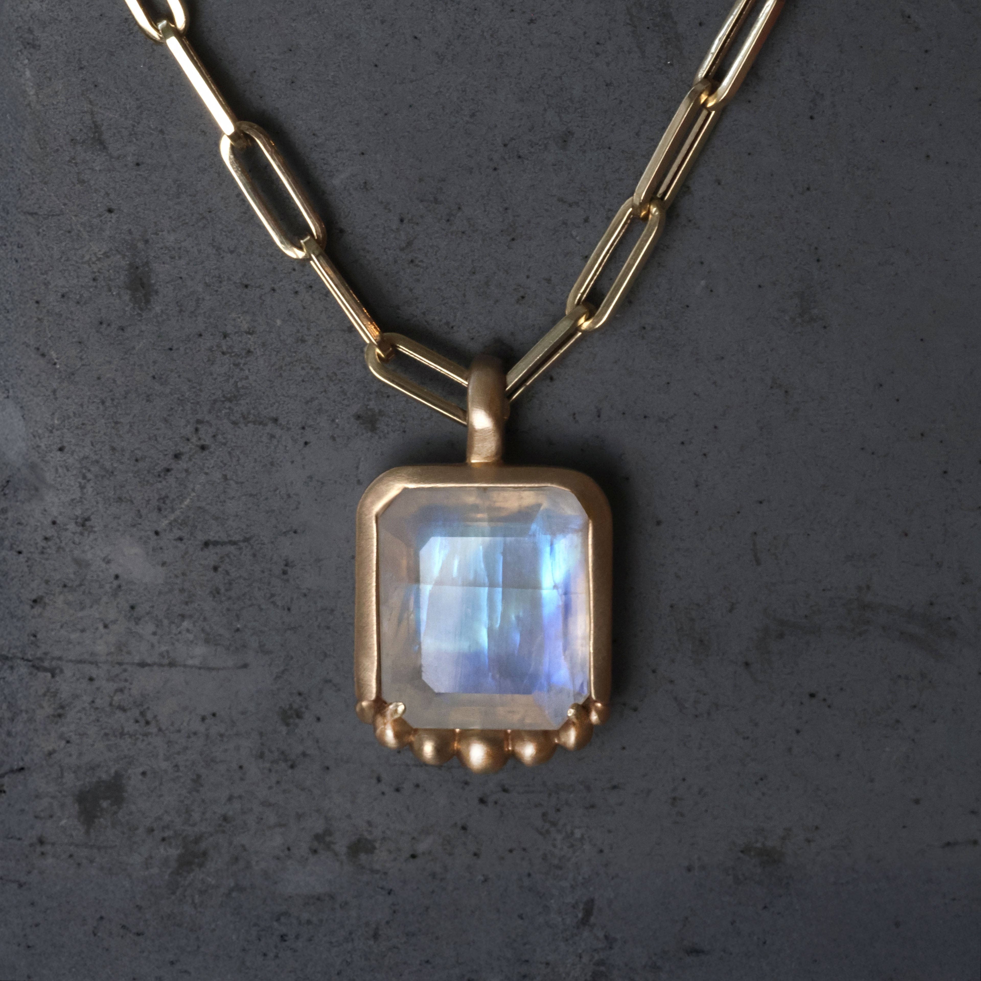 Emerald Cut Moonstone Pendant