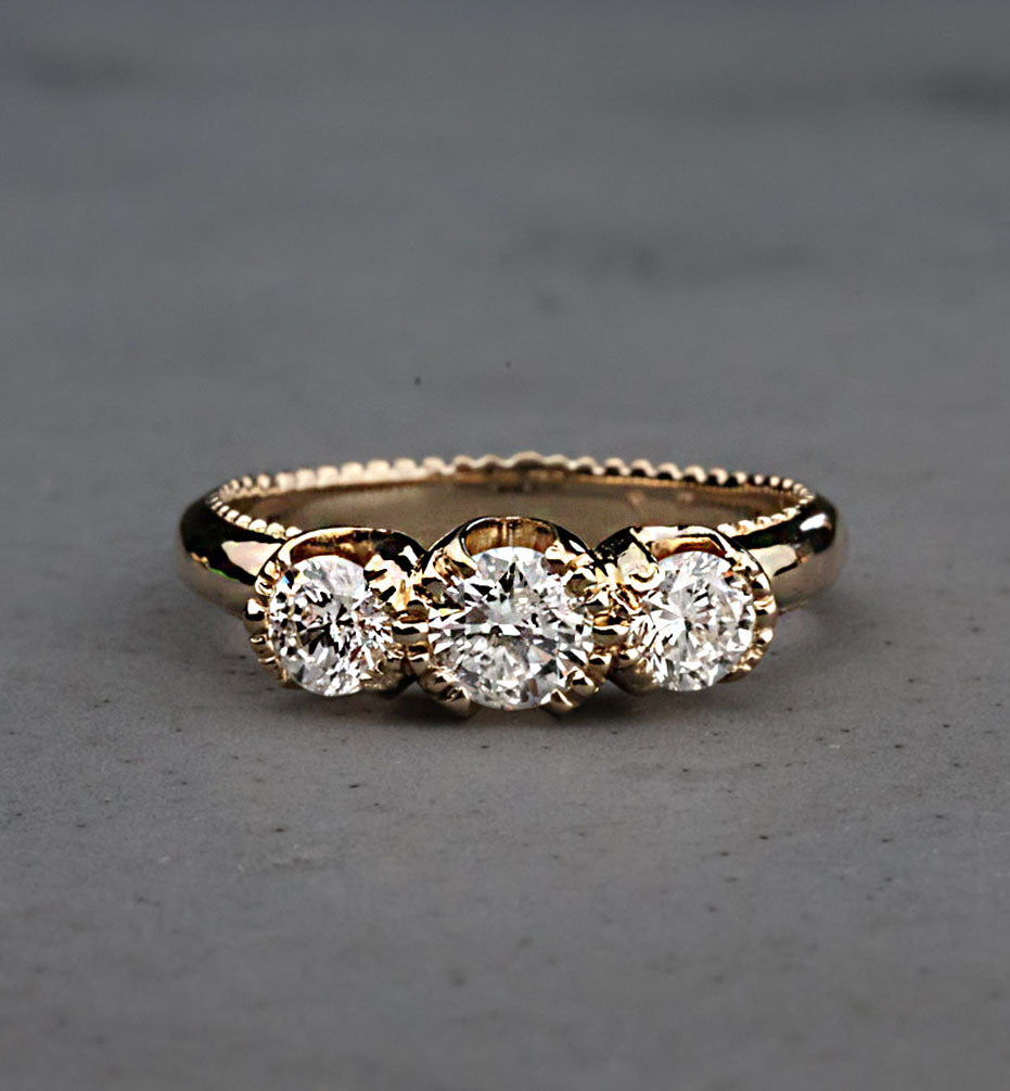 Three Diamond Pinky Ring