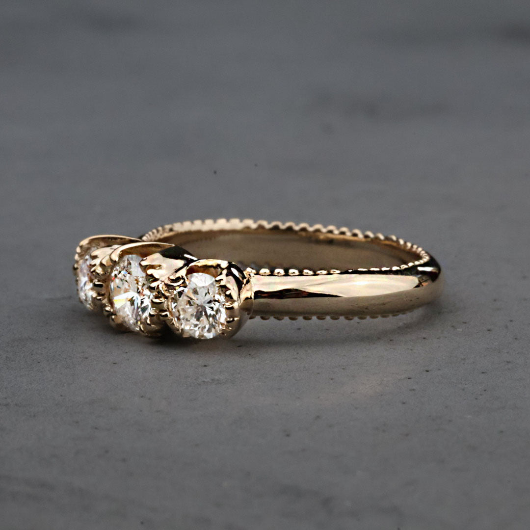 Three Diamond Pinky Ring
