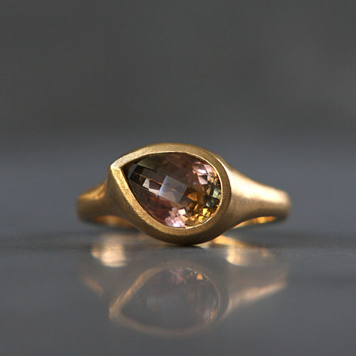 Hand Carved 14K Tourmaline Ring