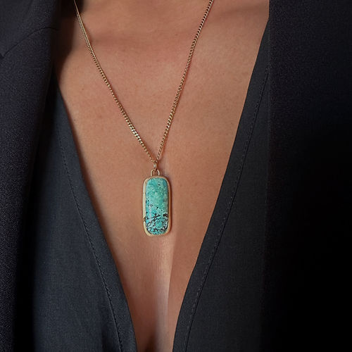 Hand-Carved Turquoise Pendant