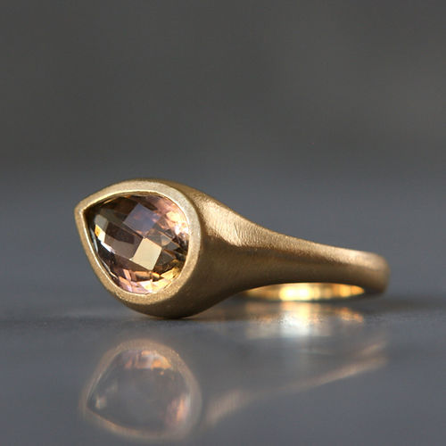 Hand Carved 14K Tourmaline Ring