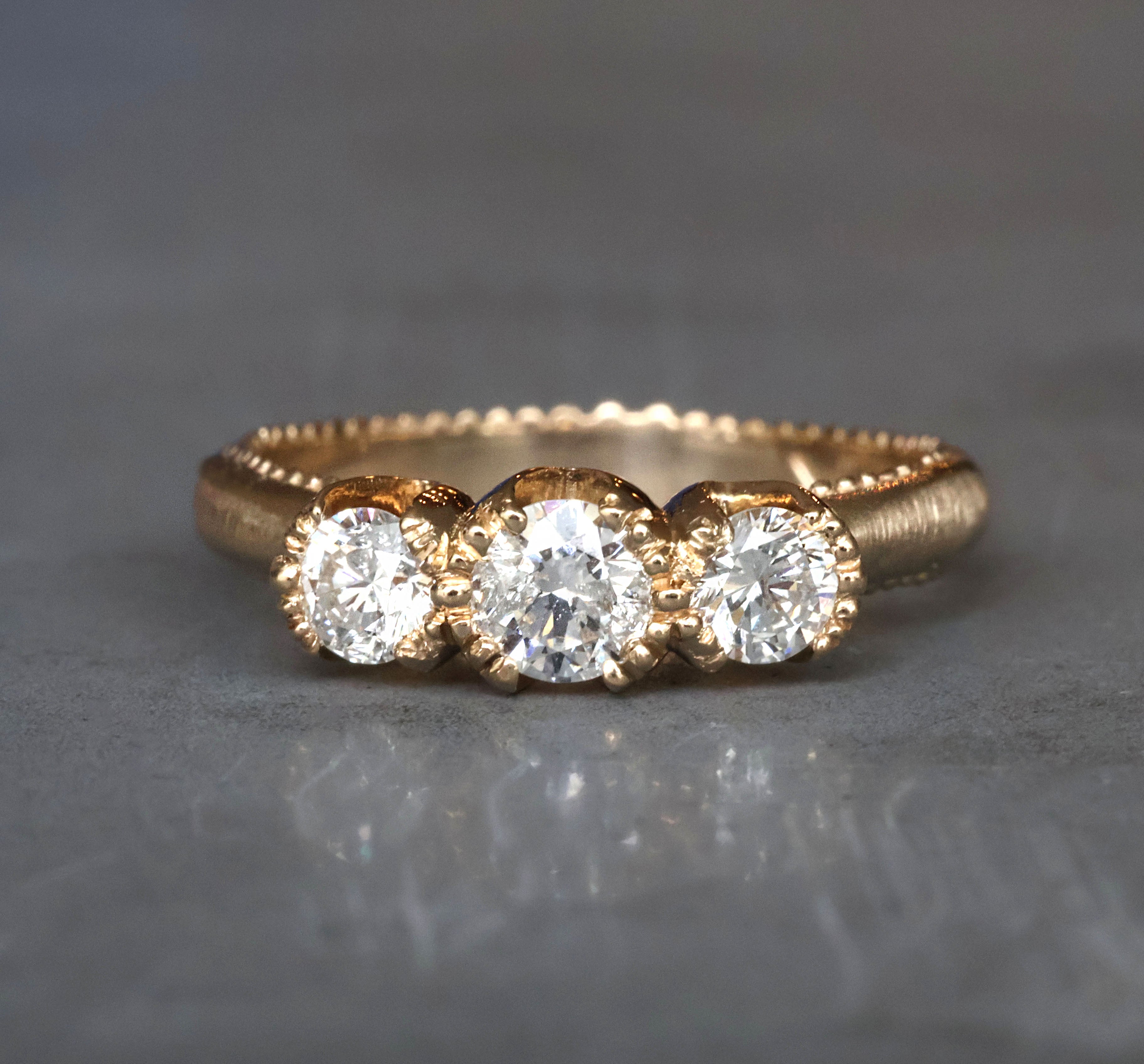 Three Diamond Pinky Ring