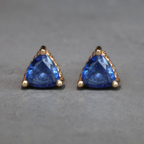 Trillion Blue Sapphire Stud Earrings